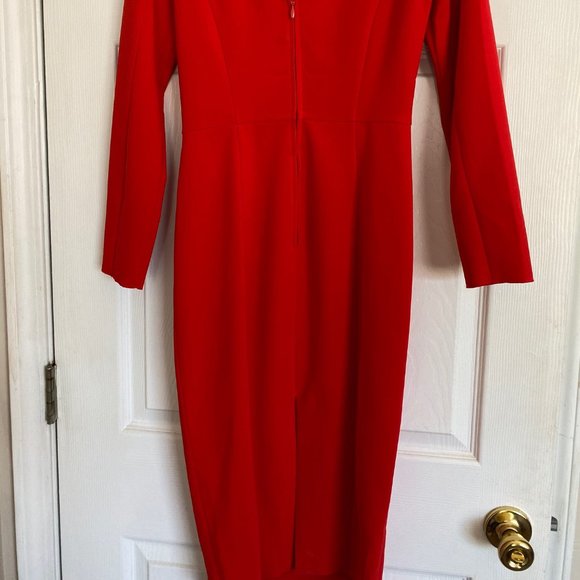 Red Bodycon HM Dress with front ruffle-like detail - Picture 5 of 5